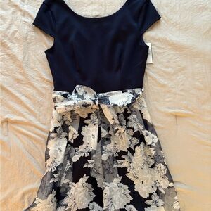 B Darlin Navy Dress with Floral Design